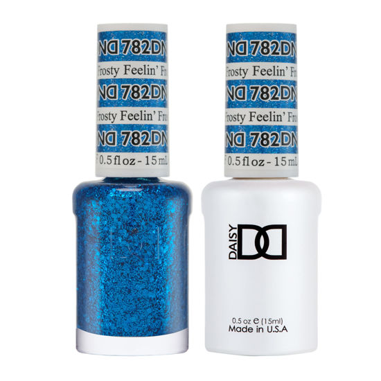 Picture of DND Gel Polish Set, Blue Collection, UV Gel Polish and Air Dry Nail Lacquer, Matching Chip-Free Polish Duo, 782 Feelin’ Frosty, 0.5 Fl Oz