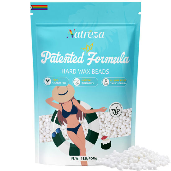 Picture of Natreza Hair Removal Wax Beads-1lb, Unscented White Hard Wax Beads for Sensitive Skin, Full Body Waxing, Ideal for All Hair Types, Bikini, Legs, Brazilian, Salon Quality