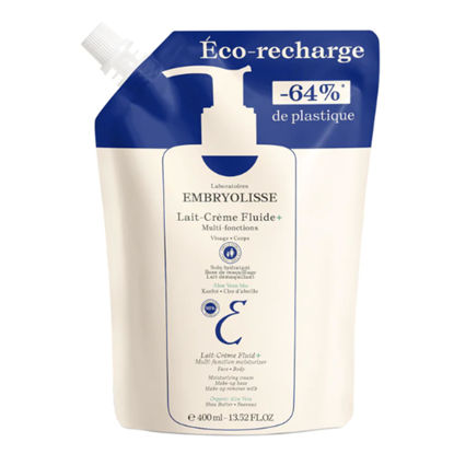 Picture of Embryolisse Lait Creme Fluid+ Face & Body Cream Refill. Natural Lightweight Moisturizer for All Skin Types. Hydrating Lotion with Shea Butter & Aloe Vera, 13.52 Fl Oz