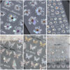 Picture of Fcozpjk 5D Embossed Spring Flower Nail Stickers, 4 Sheets Holographic Shiny Butterfly Nail Stickers, Cherry Blossom Nail Decals, Self-Adhesive Pegatinas para Uñas, Summer Floral Manicure Design