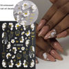 Picture of Fcozpjk Acrylic Flowers for Nails 4 Sheets 5D Embossed Floral Nail Decals Colorful Flowers Nail Stickers, Gold Strip Lines Swirls French Tip Nail Stickers, Daisy Butterfly Stickers Pegatinas Uñas