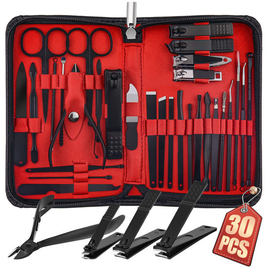 Picture of WOAMA 30-Piece Manicure Set Pedicure Kit Professional Nail Clipper Set Stainless Steel Manicure Kit Nail Kit for Women Men - Black