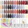 Picture of SAVILAND 33PCS Gel Nail Polish Set Classic Glitter White Soak-off U V Gel Polish with Base & Glossy Matte Top Gel French Manicure Nail Art Starter Set for Salon Home & Gifts