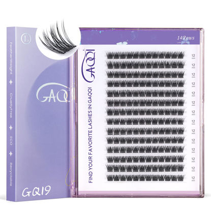 Picture of GAQQI Lash Clusters, GQ19 Individual Lashes 168pcs C Curl, DIY Lash Extension 12mm Length Only False Eyelash Clusters, Natural & Wispy Lash Wisps (GQ19,C Curl,12mm)