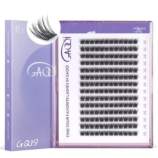 Picture of GAQQI Lash Clusters, GQ19 Individual Lashes 168pcs C Curl, DIY Lash Extension 12mm Length Only False Eyelash Clusters, Natural & Wispy Lash Wisps (GQ19,C Curl,12mm)