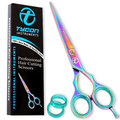 Picture of Tycon Hair Cutting Scissors Professional 6" - Japanese Stainless Steel, 2.7" Razor Edge Blade Barber Scissors - Ergonomic design - Precision Hair Scissors for Smooth Cutting - Salon & Personal Use