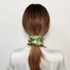 Picture of 6 Pcs Satin Silk Hair Scrunchies Soft Hair Ties Fashion Hair Bands Hair Bow Ropes Hair Elastic Bracelet Ponytail Holders Hair Accessories for Women and Girls (4.5 Inch, Light Gray Green)