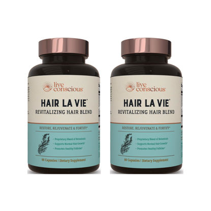 Picture of Live Conscious Hair La Vie Revitalizing Blend Hair Vitamins with Biotin, Collagen and Saw Palmetto (2-Pack)