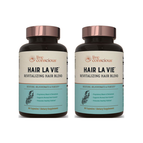 Picture of Live Conscious Hair La Vie Revitalizing Blend Hair Vitamins with Biotin, Collagen and Saw Palmetto (2-Pack)