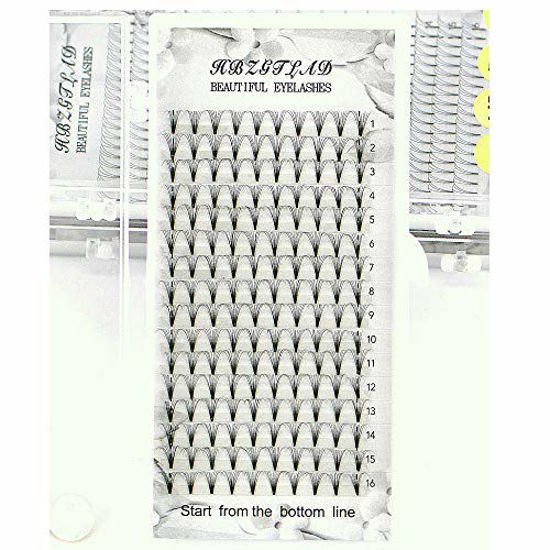 Picture of HBZGTLAD Premade Russian Volume Fans 16 lines 3/4/5/6/10/20D Mink Eyelashes D/DD curl Short Stem Lash Eyelash Extensions Supplies (0.07mm-D-10D, 11mm)