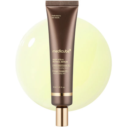 Picture of Medicube Deep Reviving Bakuchiol Retinol Facial Serum - Anti-Aging 4th Gen Retinol & Bakuchiol - Targets Fine Lines, Uneven Skin Tone, Blemish Scars - Korean Skin Care, Low Irritant, 1.69 oz