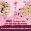 Picture of NOVO OVO Black French Tip Duck Feet Nail Tips Full Cover for Press on Acrylic with Moon Curve, Thick Medim Long Pre-Etched Matter Flare Wide Soft Gel Fake False Nail Extension x 15 Sizes 150 pcs