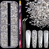 Picture of 6 Sizes Transparent White Silver Glass Crystal Kit with Pickup Pen + Tweezer Tools for Shine Nail Art Manicure Makeup DIY Decoration Flatback Round Rhinestone Gem Jewelry Diamond
