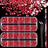 Picture of 3440PCS 6 Sizes Red Glass Crystal Kit with Pickup Pen + Tweezer Tools for Iridescent Shine Nail Art Manicure Makeup DIY Deco Flatback Round Bead Rhinestone Gem Jewelry Diamond