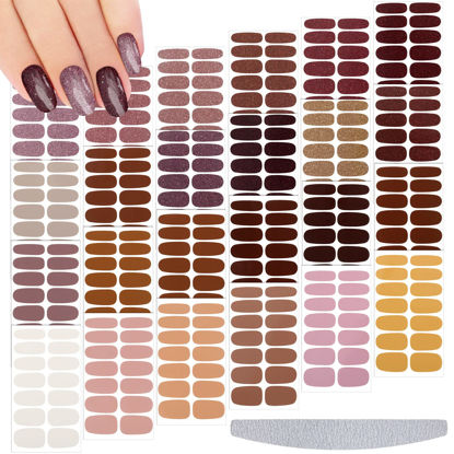 Picture of 336 Pieces 24 Sheets Thanksgiving Full Nail Stickers Fall Nail Wraps Self Adhesive Nail Decal Polish Strips Manicure Kits with Nail File for Women Girls Nail Decor(Lovely Color,Lovely Style)