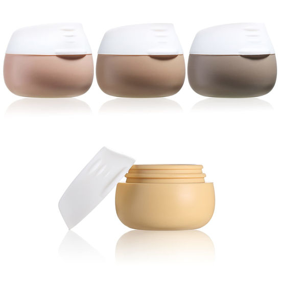 Picture of TSA Approved Travel Size Containers for Toiletries, Gemice Silicone Jars, Leak-proof Travel Accessories with Lid for Cosmetic Makeup Face Body Hand Cream (4 Pieces) (Apricot)