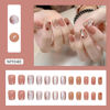 Picture of 24Pcs Short Square Heart Press on Nails Nude Glue on Nails Glitters Glossy Gradient Valentines Fake Nails Cute Heart Acrylic False Nails Reusable Stick on Nails for Women Girls Nail Art Decoration