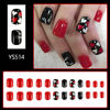 Picture of 24Pcs Valentine Press on Nails Short Square Red Fake Nails with Heart Designs Cute Love Acrylic False Nails Kit Red Black Glue on Nails Glossy Full Cover Valentines Nail Art Decoration for Women