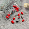 Picture of 24Pcs Valentine Press on Nails Short Square Red Fake Nails with Heart Designs Cute Love Acrylic False Nails Kit Red Black Glue on Nails Glossy Full Cover Valentines Nail Art Decoration for Women