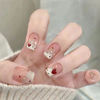 Picture of 24Pcs Heart Press on Nails Short Square Valentines Nails Press ons Fake Nails with Red Green White Dots Sparkly False Nails Tips Glitters Glossy Acrylic Nails Glue on Nails for Women Manicure Decor