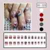 Picture of 24Pcs Valentine's Day Press on Nails Short Square French Tip Fake Nails Heart Acrylic Nails Red Black Glitter False Nails French Lines Gradient Stick on Nails for Women Manicure Accessories