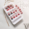 Picture of 24Pcs Valentine's Day Press on Nails Short Square French Tip Fake Nails Heart Acrylic Nails Red Black Glitter False Nails French Lines Gradient Stick on Nails for Women Manicure Accessories