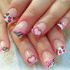 Picture of 24Pcs Valentines Day Press on Nails Short Square Fake Nails Heart Nails Art Glitter French Tips False Nails with Zebra Stripes Design Full Cover Artificial Glue on Nails Valentines Nail Art Supplies