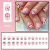 Picture of 24Pcs Valentines Day Press on Nails Short Square Fake Nails Heart Nails Art Glitter French Tips False Nails with Zebra Stripes Design Full Cover Artificial Glue on Nails Valentines Nail Art Supplies