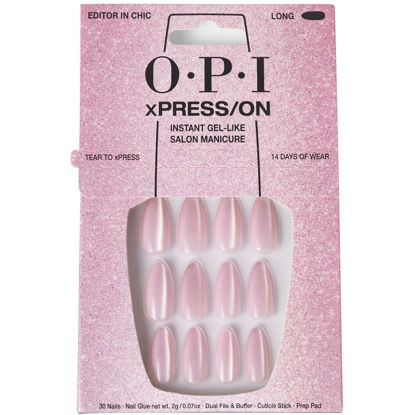 Picture of OPI xPRESS/ON Editor in Chic | Velvet Pink Long Almond Press On Nails | With Nail Glue | Long Lasting, Reusable, Non-damaging