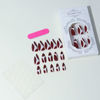 Picture of Dark Red Press on Nails Almond Fake Nails with Curve Design White Glue on Nails Artificial Acrylic Full Cover Glossy Stick on Nails Medium False Nails for Women Manicure 24Pcs
