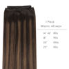 Picture of WENNALIFE Sew in Hair Extensions Real Human Hair, 24 Inch 120g Balayage Dark Brown to Chestnut Brown Machine Weft Hair Extensions Human Hair Hand Tied Weft Hair Extensions Sew In