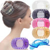 Picture of RC ROCHE ORNAMENT 6 Pcs Womens Square Strong Grip Secure Hold Inner Plastic Comfortable Curve No Slip Teeth Styling Beauty Accessory Girls Ladies Claw Clamp Clip, Medium Transparent