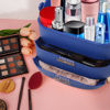 Picture of MASSY Egg Shape(Oval) Makeup Storage Box, Countertop Portable Vanity Cosmetics Organizer Preppy