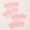 Picture of 24Pcs French Tip Press on Nails with Charms Designs Medium Long Fake Nails French Heart Nails Press on Cute Rose Flower Stick on Nails Square Shape Acrylic Nails Pearl Nails for Women Daily Wear