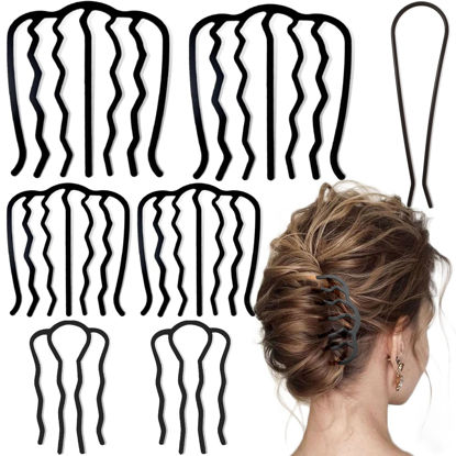 Picture of 7 Pcs Metal Hair Side Combs Hair Fork Clip Teeth Hair Pin Stick for Updo Bun, U Shape Hair Combs for Vintage Hairstyle Hair Accessories, Thick Hair Combination
