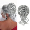 Picture of KETHBE Messy Bun Hair Piece Tousled Updo Hair Buns Extension Elastic Hair Band Hair Pieces Curly Hair Bun Scrunchie For Women (Black Mix Silver Gray)