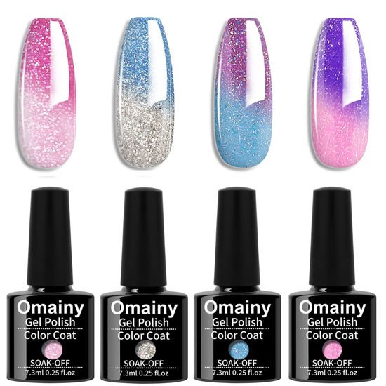 Picture of Omainy Gel Nail Polish Set,Color Changing Gel Nail Polish Set,Mood Changing Gel Nail Polish Set,Shellc Uv Gel Nail Polish,Temperature Change Gel Polish Set,Soak Off Uv Led Nail Polish Salon Art(4001)