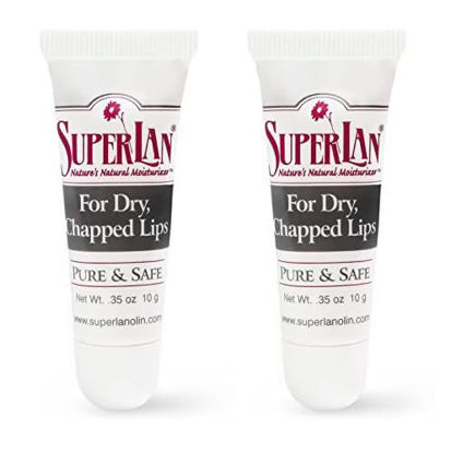 Picture of Organic Lanolin Lip Balm For Dry, Cracked, Chapped Lips By Superlan - Natural Lip Moisturizer With Ultra-Pure Medical Grade Lanolin & Jojoba Oil- Kosher Chapstick for Men Women & Children, (2 Pack)