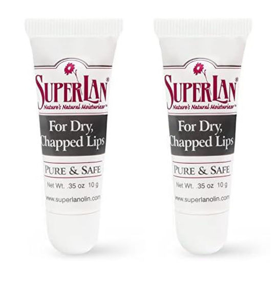 Picture of Organic Lanolin Lip Balm For Dry, Cracked, Chapped Lips By Superlan - Natural Lip Moisturizer With Ultra-Pure Medical Grade Lanolin & Jojoba Oil- Kosher Chapstick for Men Women & Children, (2 Pack)