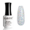 Picture of RARJSM Silver Glitter Gel Nail Polish Diamond Gel Polish Silver White Big Flakes Sparkly Chunky Iridescent Pigments Nail Gel Polish Soak off Led UV Curing Required for Nail Art Salon Manicure