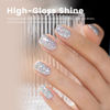 Picture of RARJSM Silver Glitter Gel Nail Polish Diamond Gel Polish Silver White Big Flakes Sparkly Chunky Iridescent Pigments Nail Gel Polish Soak off Led UV Curing Required for Nail Art Salon Manicure