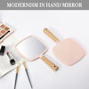 Picture of YEAKE Hand Held Mirror with Handle for Makeup,Small Cute Wood Hand Mirror for Shaving with Hole Hanging Single-Sided Portable Travel Vanity Mirror for Men&Women(Square,Pink,1Pack)