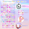 Picture of 168Pcs Press on Nails for Kids Girls, Shynek Kids Fake Nails for Children Pre Glue Stickers Nails Full Cover Short Acrylic Nails Set Gifts for Girls Nail Art Decoration