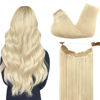 Picture of DOORES Wire Human Hair Extensions, Platinum Blonde 95g 16 Inch, Hair Extensions Real Human Hair Transparent Wire Natural Straight Hairpiece Invisible Hair Extensions