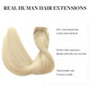 Picture of DOORES Wire Human Hair Extensions, Platinum Blonde 95g 16 Inch, Hair Extensions Real Human Hair Transparent Wire Natural Straight Hairpiece Invisible Hair Extensions