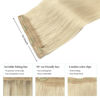 Picture of DOORES Wire Human Hair Extensions, Platinum Blonde 95g 16 Inch, Hair Extensions Real Human Hair Transparent Wire Natural Straight Hairpiece Invisible Hair Extensions