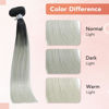 Picture of Ukira Ombre Clip in Hair Extensions Real Human Hair, Natural Black Fading to Gray Hair Extensions, 18 Inch 120g 7pcs Natural Straight Remy Human Hair Clip in Hair Extensions for Women