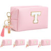 Picture of AIBFRID Birthday Gifts for Women Her,Travel Cute Makeup Bag,Large Capacity Cosmetic Bags for Women Makeup Pouch PU Leather Waterproof Cosmetic Bag,Letter T