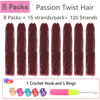 Picture of Passion Twist Hair Burgundy Red 24 Inch 8 Packs Passion Twist Crochet Hair For Women Passion Twists Braiding Hair Long Bohemian Spring Twist Hair Crochet Braids Synthetic Hair Extension (24 Inch, BG#)