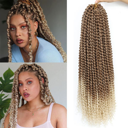Picture of Passion Twist Hair Blonde 24 Inch 8 Packs Passion Twist Crochet Hair For Women Curly Braiding Hair Long Water Wave Hair Synthetic Hair Extension (24 Inch (Pack of 8), 27/613#)
